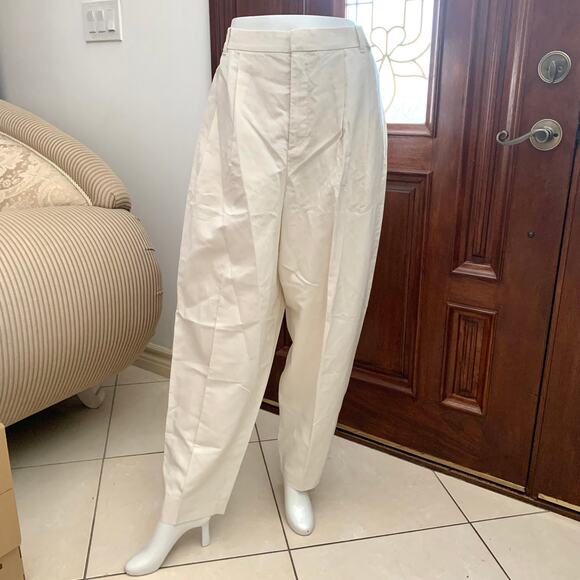 Uniqlo Comptoir des Cotonniers Linen Blend Barrel Leg Pants in Off White - Picture 2 of 10